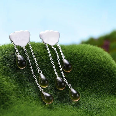 Gemstone Raindrop Cloud Earrings (Various Gems)